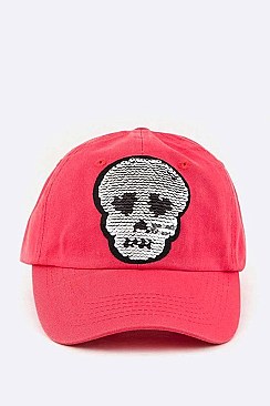 Skull Reversible Sequins Cotton Cap LA-EMH0952B