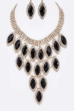 MULTI LAYER CRYSTAL STATEMENT NECKLACE SET