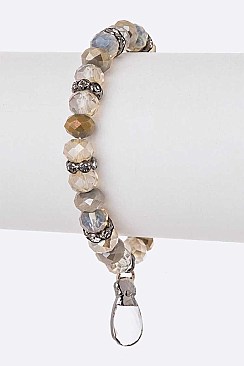 Fashion Crystal Drop Genuine Stone Stretch Bracelet