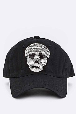 Skull Reversible Sequins Cotton Cap LA-EMH0952B