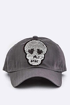 Skull Reversible Sequins Cotton Cap LA-EMH0952B