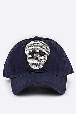 Skull Reversible Sequins Cotton Cap LA-EMH0952B