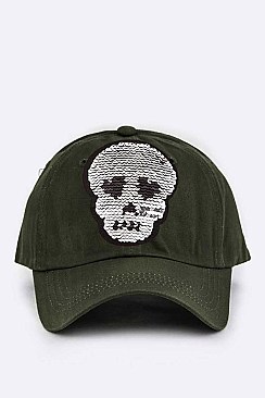 Skull Reversible Sequins Cotton Cap LA-EMH0952B