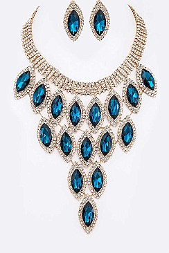 MULTI LAYER CRYSTAL STATEMENT NECKLACE SET