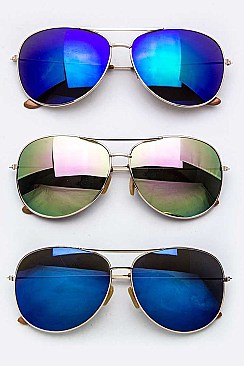 Pack of 12 Mirror Tinted Aviator Sunglasses
