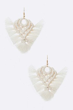 Braided Cotton Tassel Earrings
