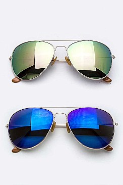 Pack of 12 Mirror Tinted Aviator Sunglasses