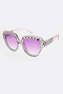 Pack of 12 Pieces Heart Studs Iconic Oversize Sunglasses LA97-J2688P