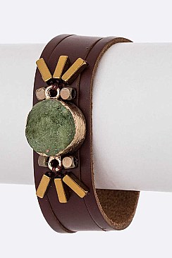 Authentic Druzy Leather Cuff