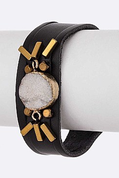Authentic Druzy Leather Cuff