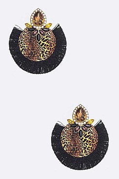 Tasselled Animal Print Gem Earrings