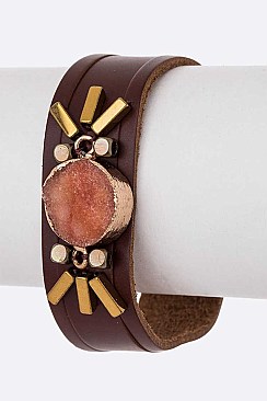 Authentic Druzy Leather Cuff