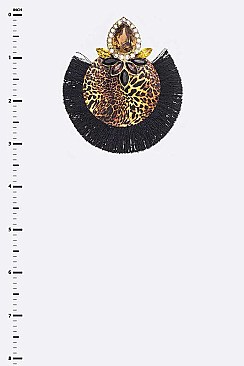 Tasselled Animal Print Gem Earrings