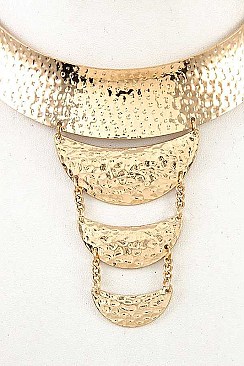 HAMMERED LINK METAL COLLAR NECKLACE SET