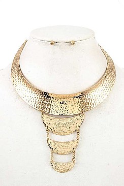 HAMMERED LINK METAL COLLAR NECKLACE SET