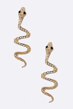 Pack of 12 Crystal Snake Studs Set