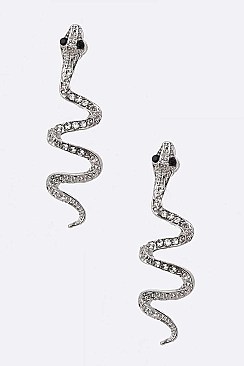 Pack of 12 Crystal Snake Studs Set