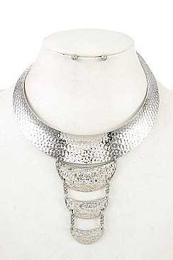 HAMMERED LINK METAL COLLAR NECKLACE SET