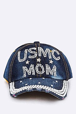 USMC MOM Crystal Embellished Cap LA-HT277X147