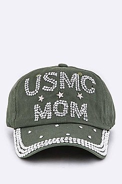 USMC MOM Crystal Embellished Cap LA-HT277X147