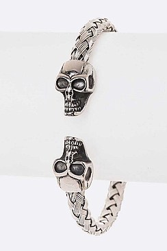 STAINLESS STEEL DOUBLE SKULL BANGLE