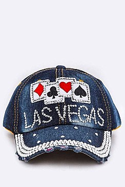 Las Vegas Crystal Patched Denim Cap LA-HT277X148