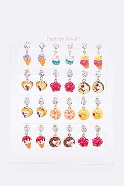 Pack of 12 Mixed Sweet Treat Earring Set