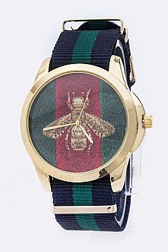 Stripped Strap Bee Bezel Watch
