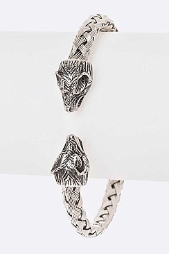 STAINLESS STEEL DOUBLE WOLF BANGLE