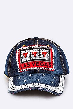 Las Vegas Iconic Patch Crystal Denim Cap LA-HT277X149