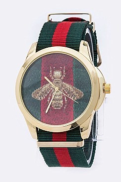 Stripped Strap Bee Bezel Watch