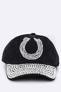 Horse Shoe Crystal Embellished Fashion Cap LA-EMH8617