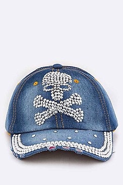 Crystal Skull Denim Cap LA-EMH8614