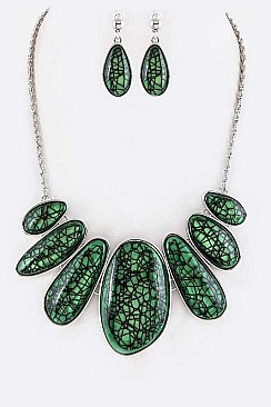Resin Stones Statement Necklace Set