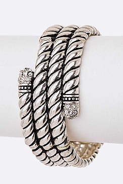 Trendy Engraved Textured Stretch Bracelet