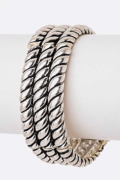 Trendy Engraved Textured Stretch Bracelet