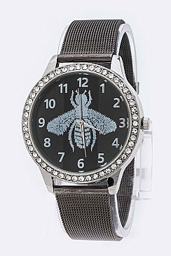 Chic Bee Print Mesh Band Iconic Watch LA 04-FG5350