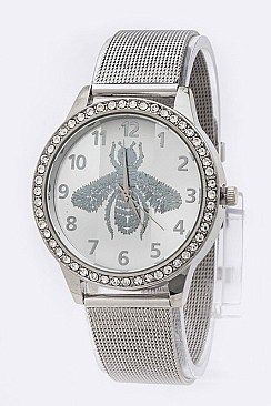 Chic Bee Print Mesh Band Iconic Watch LA 04-FG5350