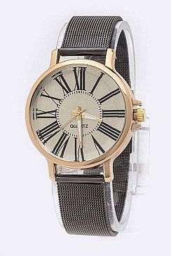 Fashionable Roman Dial Mesh Band Fashion Watch  LA 04-4202