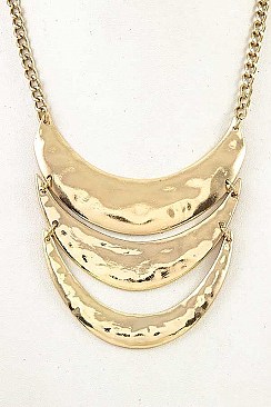 HAMMERED LINK BAR PENDANT NECKLACE SET