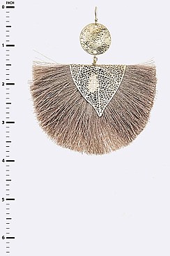 Stylish Large Filigree Accent Tassel Drop Earrings LAE6237