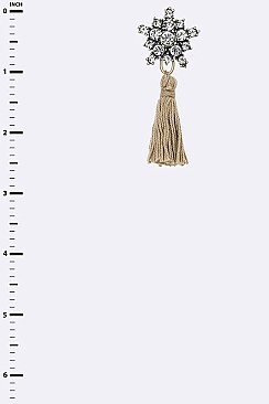 Posh Crystal Flower Cotton Tassel Iconic Earrings LAE3010Z