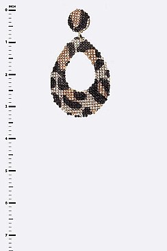 Leopard Print Crystal Pave Teardrop Earrings