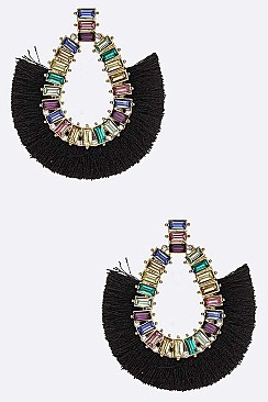 Crystal Baguette Tassel Fashion Earrings