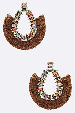 Crystal Baguette Tassel Fashion Earrings