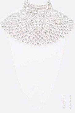 PEARL COLLAR STATEMENT NECKLACE SET