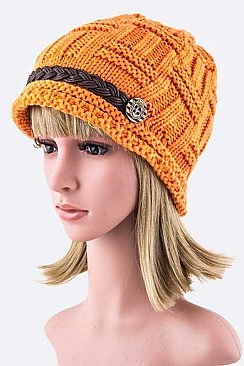 Trendy Braided Leather Brand Beanie Hat LA-EMH8520