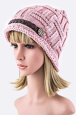 Trendy Braided Leather Brand Beanie Hat LA-EMH8520