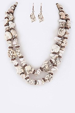 Chic Raw Pebbles String Layered Necklace Set LA-CN3017