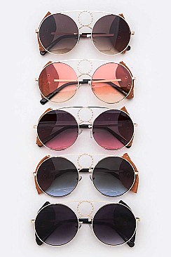 Pack of 12 Side Shade Iconic Oversize Round Sunglasses Set